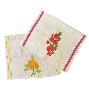 Vintage Hand Painted Dish/Tea Towels, Cotton